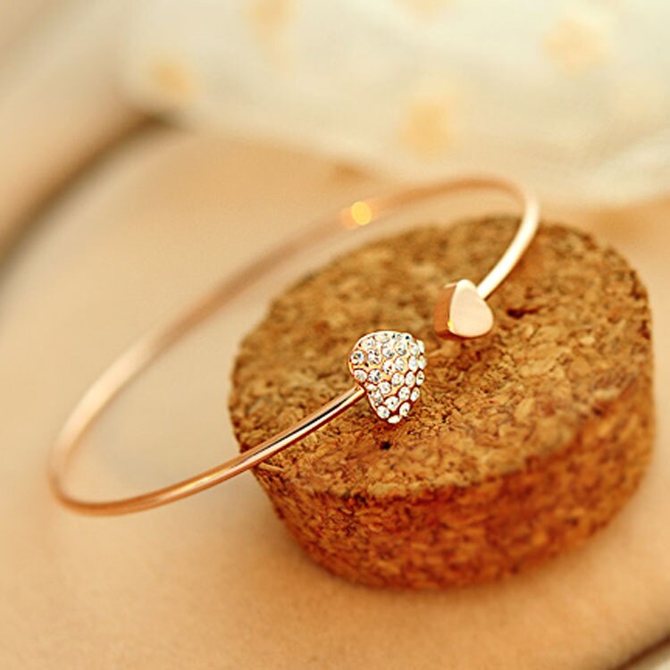 Urocze Love Heart Shape bransoletki i Bangles dla kobiet dziewczynki kryształowa bransoletka złota srebrna kolorowa bransoletka oświadczenie biżuteria A233: a233-gold