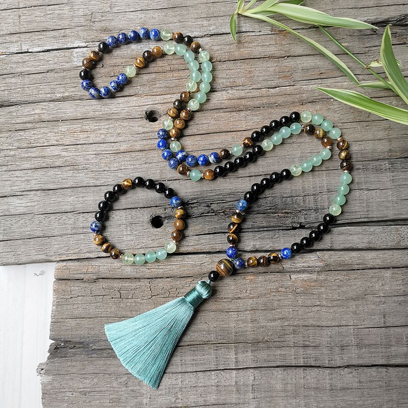 8 millimetri Perline di Pietra, Lapis, Occhio di Tigre, Verde Speranza di Preghiera, JapaMala impostato, Gioielli Spirituale, la meditazione, ispiratore,108 perline Mala
