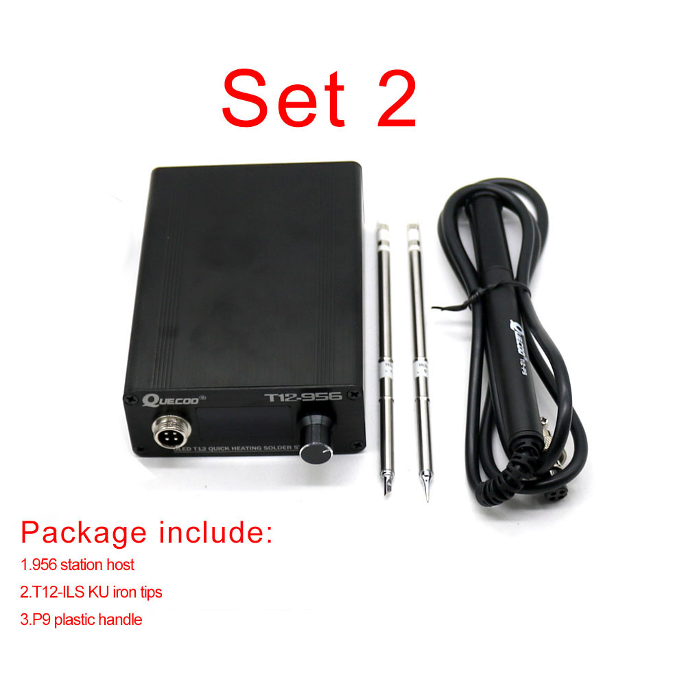 STC T12-956 stacja lutownicza lutownica elektroniczna OLED stacja cyfrowa T12 lutownica końcówka z T12-P9 uchwyt bez wtyczki: Czerwony