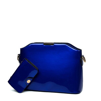 Blauw Zwart Rood Sequin Lakleer Vrouwen Handtas Set Shell Tas Vintage Crossbody Vrouwen Messenger Bags Kleine Schoudertas Purse: blue