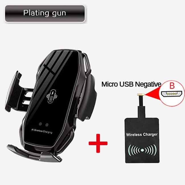 Cargador inalámbrico de 15W con Sensor inteligente para coche, soporte Universal de teléfono de carga rápida para iPhone X 11 12 Pro, carga inalámbrica: For Android B