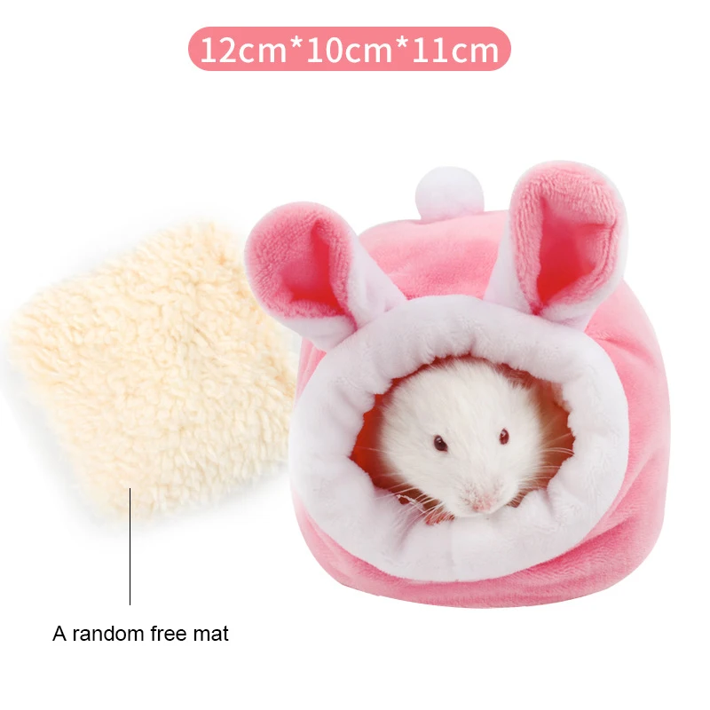 Jaula suave y cálida para hámster, cama para mascotas, hamaca para ratas, cerdo, ardilla, casa de invierno, nido de terciopelo, cama cálida para dormir, artículos para mascotas pequeñas: Caqui oscuro