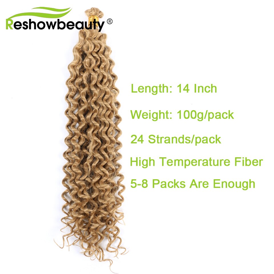 Hair Extension Water Wave Hair Bulk 14 inch 100g/piece Crochet Synthetic Braiding Hair Crochet Braids Hair Reshowbeauty