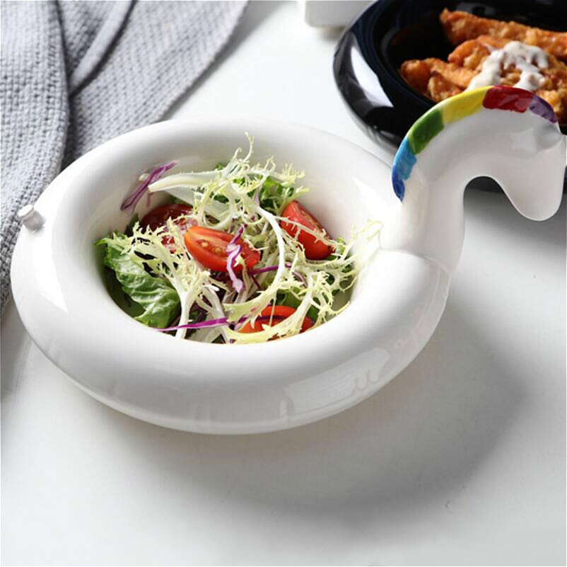 Cuencos creativos de flamenco para bol de Snowball, plato de aperitivo de unicornio, platos de aperitivos de cisne negro, helado, Plato de frutas de estilo europeo: Unicorn