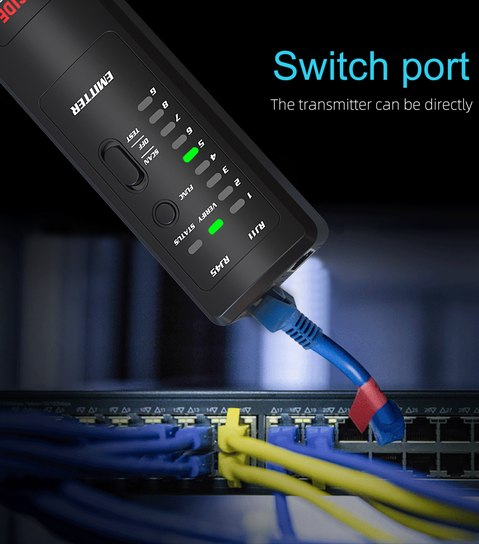 Dual Mode Network Wire Tracker Cable Toner RJ45 RJ11 Accurate Ethernet LAN Tracer Analyzer Detector Line Finder FWT8X