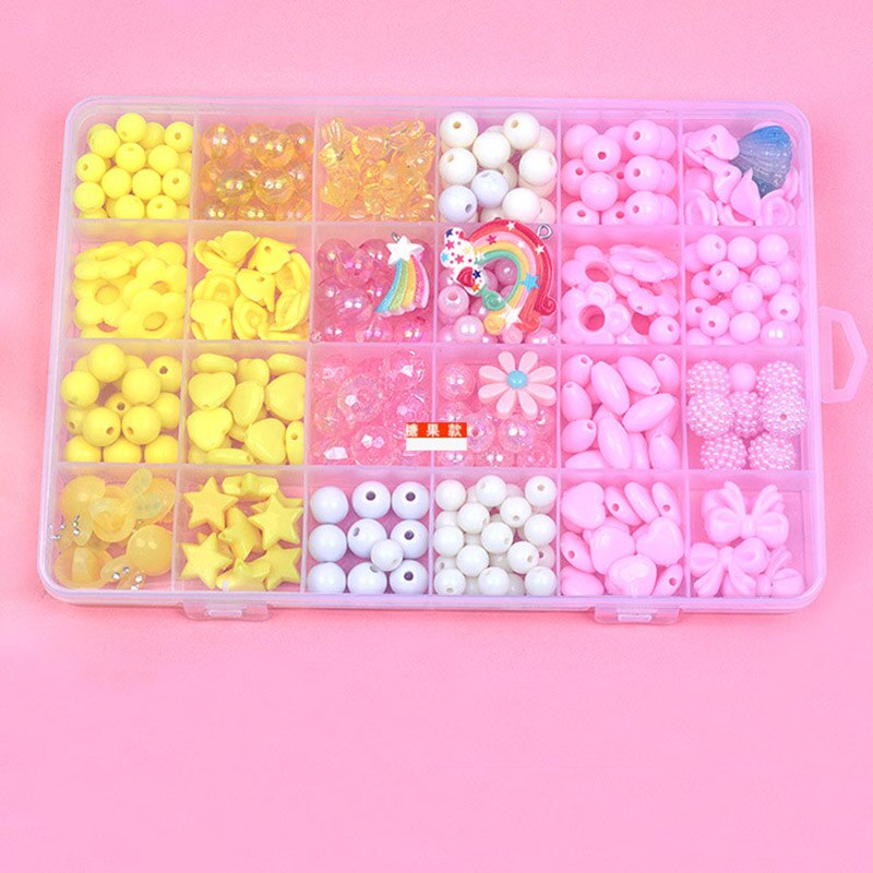 Zestaw do tworzenia bransoletki z koralików zabawki dla dzieci DIY 24 siatki ręcznie robione puzzle koraliki dla dziewczynek zestaw dziewczyny zabawki dla 3 5 7 9 11: B