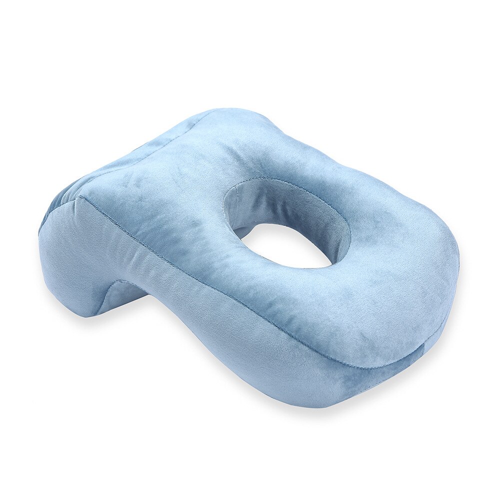 Solid Colors Velvet Nap Pillow Multi-function Hollowed-out Office Portable Cozy Sleeping Pillows For Adult Student Home Travel: Light Blue