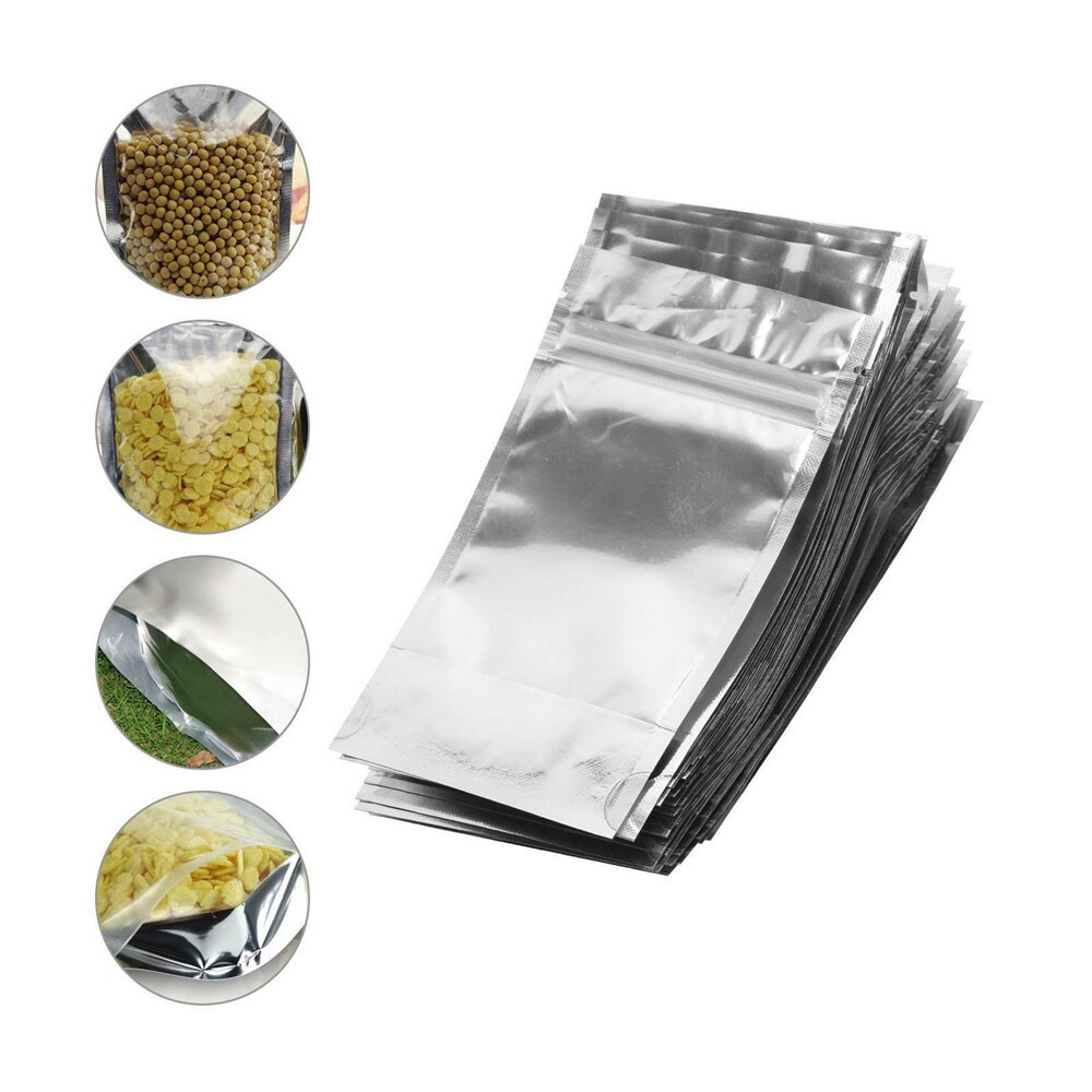 100 Stks/pak Zilver Aluminiumfolie Clear Plastic Verpakking Zakken Heat Seal Vacuüm Zakjes Bag Food Storage Pack Mylar Zakken