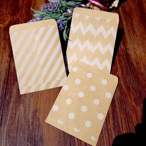 30 enveloppes à pois, lot de 30 modèles, enveloppes rétro en papier Kraft à rayures Chevron, lot de papier pour de fête postale, sac en papier 9x12,5 cm: 10pcs each pattern