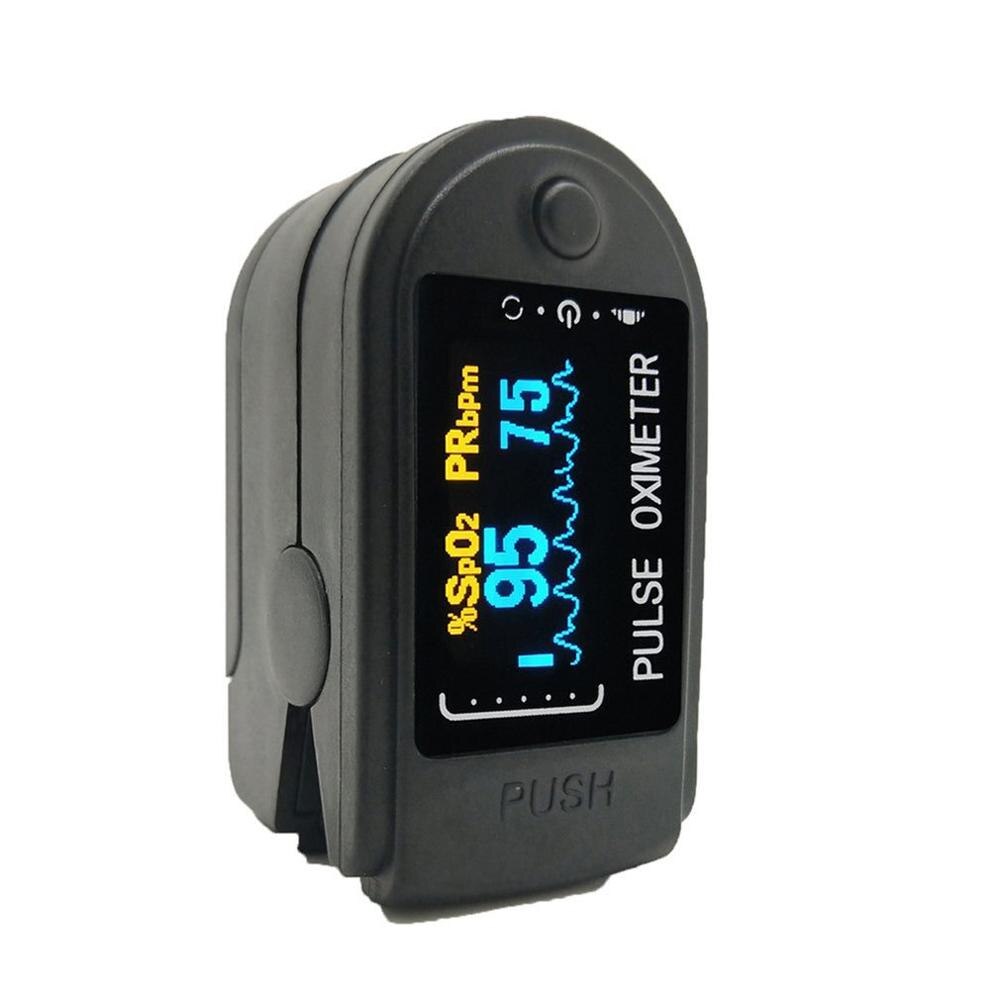 Finger oximeter iltmætning monitor blod ilt monitor finger puls lav batterispænding pulsmåler sensor: Sort
