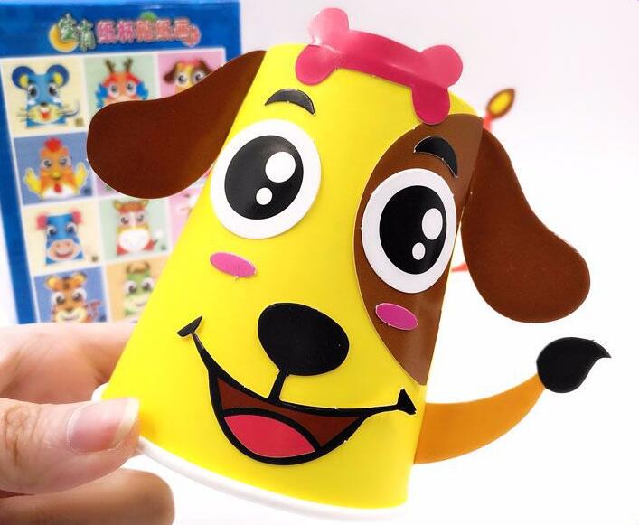 DIY 12pcs Children handmade Kids Animals DIY handmade paper cups Early learning kindergarten school art craft educational toys