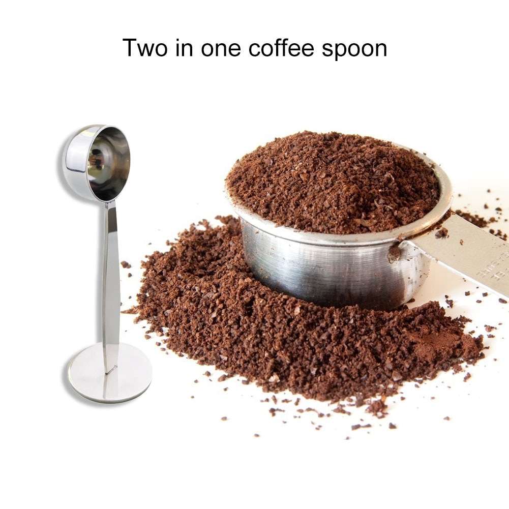 2 in 1 Coffee beans Spoon Coffe Measuring Tamping Scoop Coffee Tamper Black Espresso Stand Kitchen Bar Coffee&Tea Tools