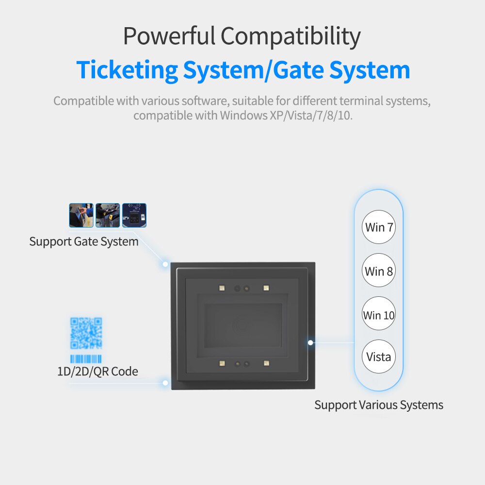 Aiblettore di codici a barre 1D/2D/QR Scanner di codici a barre incorporato modulo di autoinduzione Scanner connessione USB controllo dei comandi per il pagamento