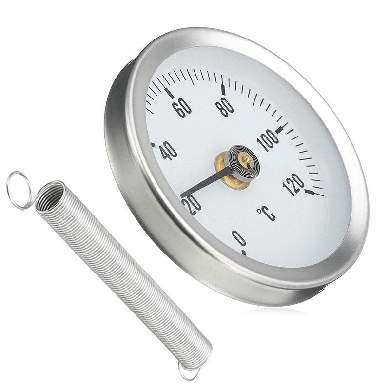 63mm 0-120 celsius clip-on rör urtavla termometer metall temperatur temperaturmätare med fjäder industriell termometer trädgård