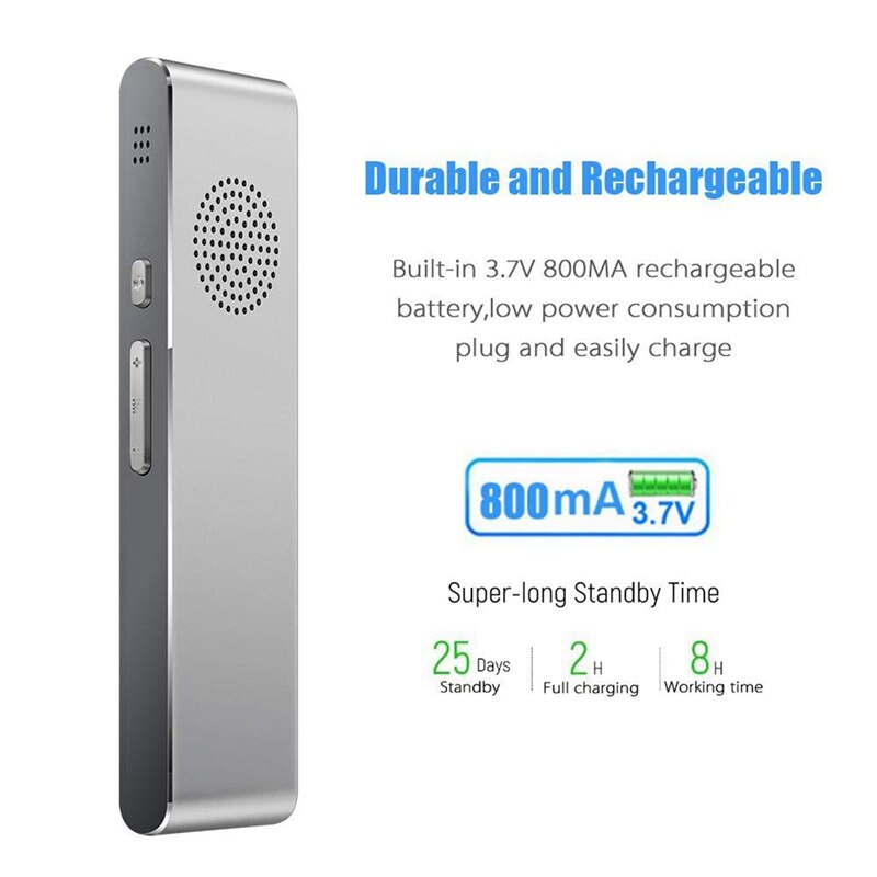 2 Set Accessories: 1 Set Smart Translator Device & 1 Set Mini Mp3 Player With Built in Speaker Black