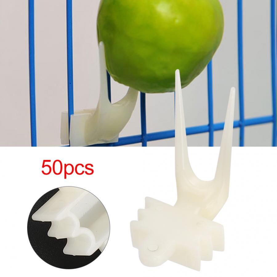 50Pcs Vogels Papegaaien Fruit Vork Plastic Compact Huisdier Fruit Vork Vogels Voedsel Feeder Tool Accessoire Voor Papegaaien Kooi Huisdier levert
