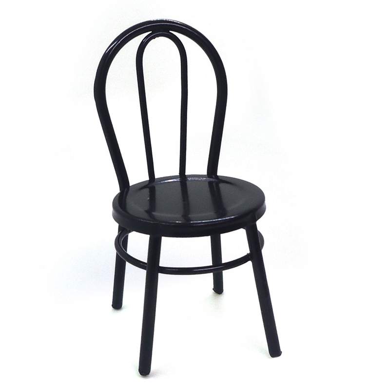 2 Pcs Miniature Black Dining Chair 1:12 Scale Mini Metal Chairs for DIY Dollhouse Kitchen Furniture Decoration Toy