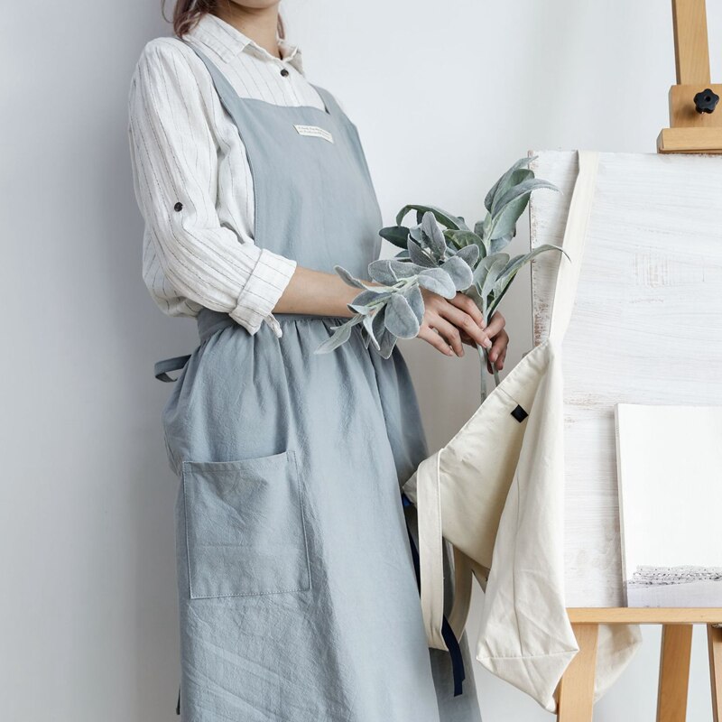 Künstlerische Baumwolle Leinen Kochen Küche Schürzen Für Frau Kleid Blume Einkaufen Kittel Friseur Lätzchen Garten Overall Reinigung Schürze