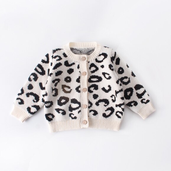 0-18m nyfødte børn piger drenge tøj leopard print sweater frakke tøj ærmeløs romper tøj 2 ordrer: Trøje frakke / 6m