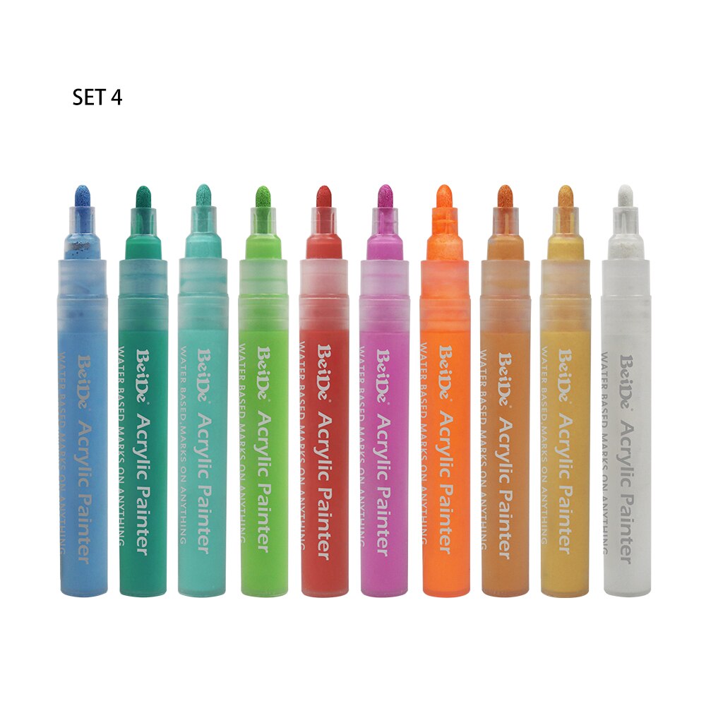 Rotuladores de pintura acrílica a base de agua, rotuladores permanentes no tóxicos con punta Reversible de 6mm, para pintar a base de agua, DIY, paquete de 56 unidades: Set 4
