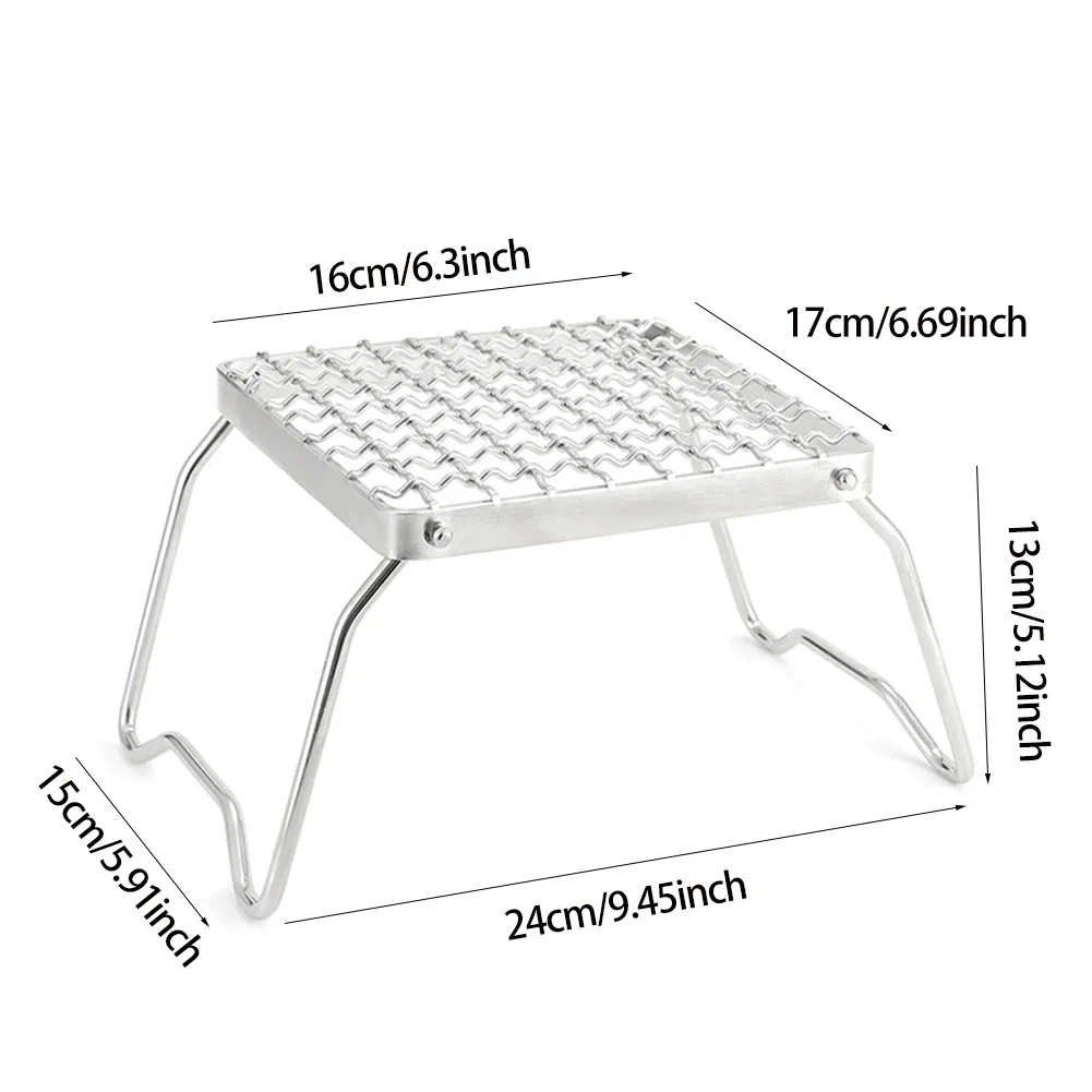 Multifunction Folding Campfire Grill Stand Tourism Portable Camping Grill Grate Outdoor Cookware BBQ Rack Gas Stove Bracket: Red