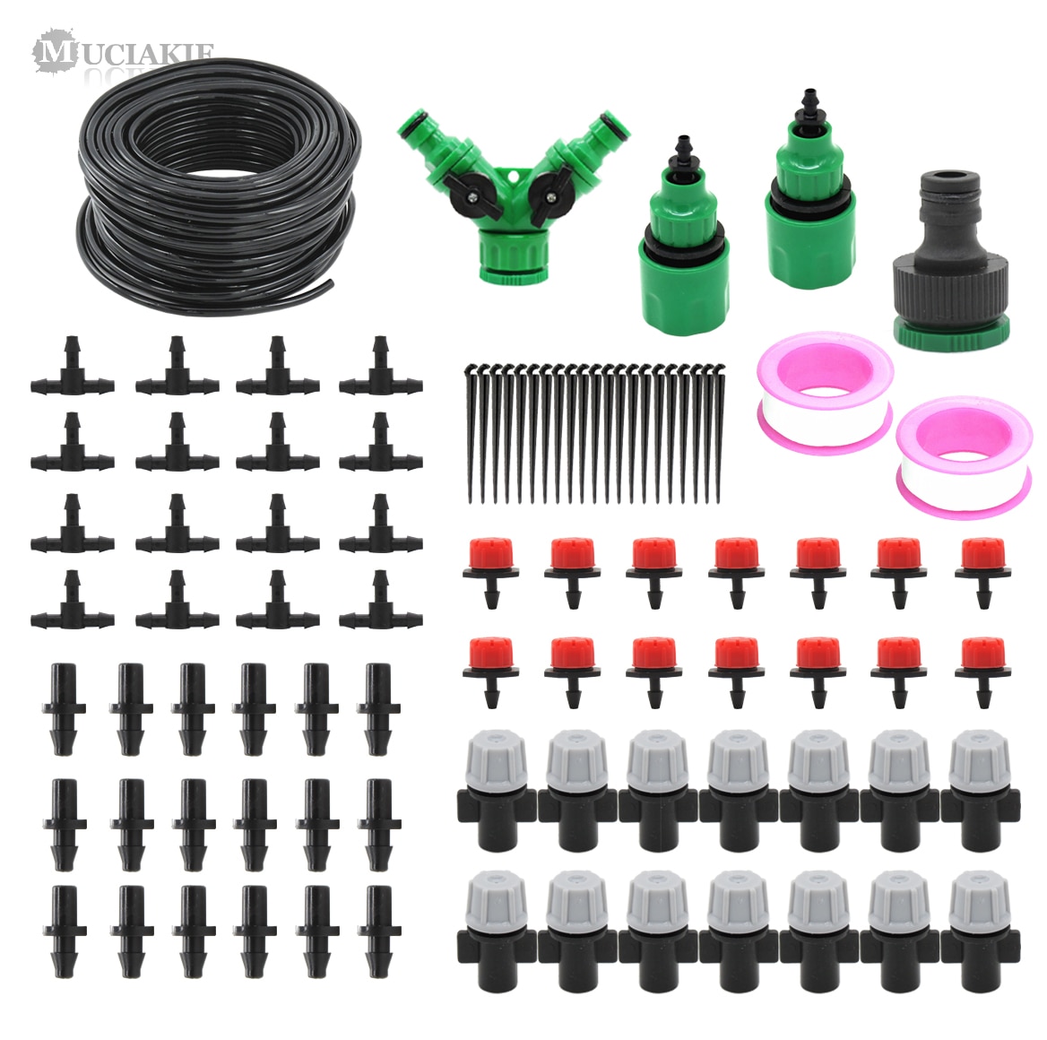 MUCIAKIE 30M Micro Drip Watering Kit Irrigation System With Adjustable Dirpper And Spray Sprinklers For Garden Watering Durable