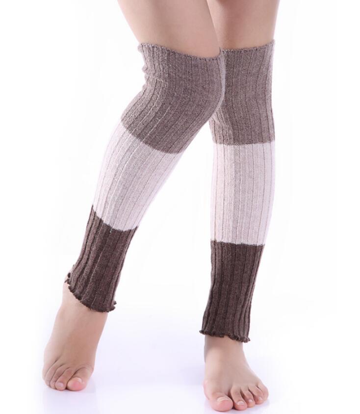 Efterår og vinter ulden sæt tre-farvet søm cashmere luv støvler sæt damer lang tube over knæet varme leggings: Beige