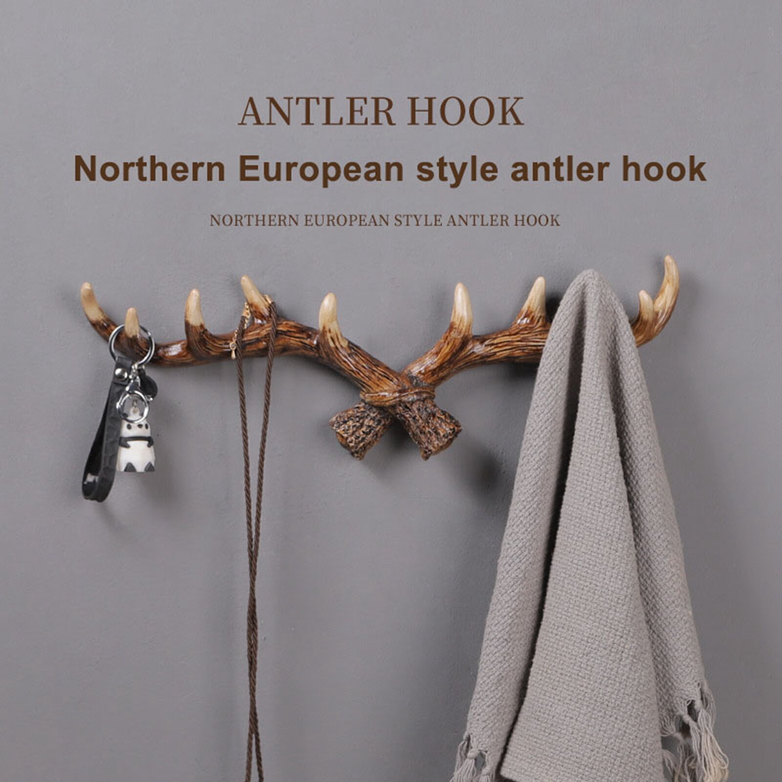 Hook Rack Household Wall-Mounted Antler Hooks Coat Hanger Storage Rack for Towel Bags Clothing