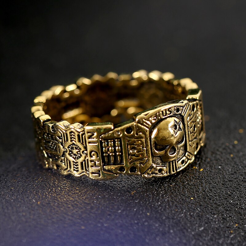 Gouden Kleur Ringen Mannen Geheim Compartiment Asgrauw Kist Souvenir Hip Hop Unisex Sieraden Mannen Viking Punk Skelet Ringen