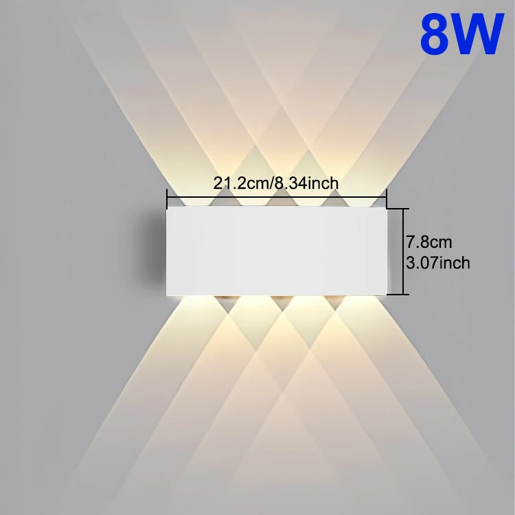 Moderne LED-wandlamp buiten waterdicht op en neer lamp tuin gang binnen slaapkamer woonkamer woondecoratie: Light Grey / Blauw / 4W
