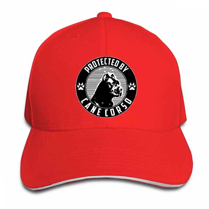 Protected by cane corso Baseball cap men women Trucker Hats adjustable cap: 2-Red