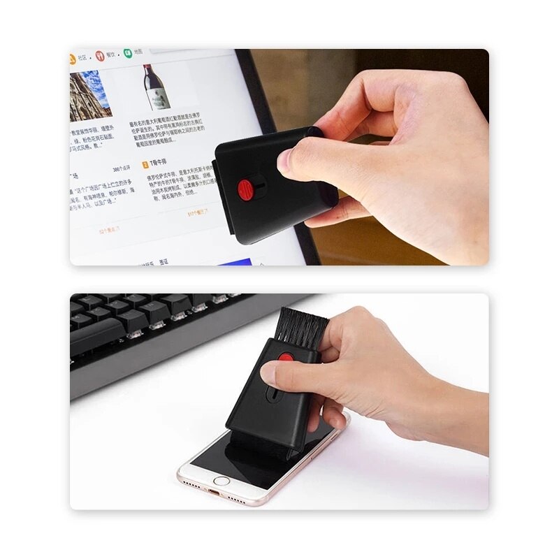 Multi Mini Clean Brush Computer Monitor Keyboard Clean Brush with Screen Wipe Retractable Double Head Laptop Phone Screen Duster
