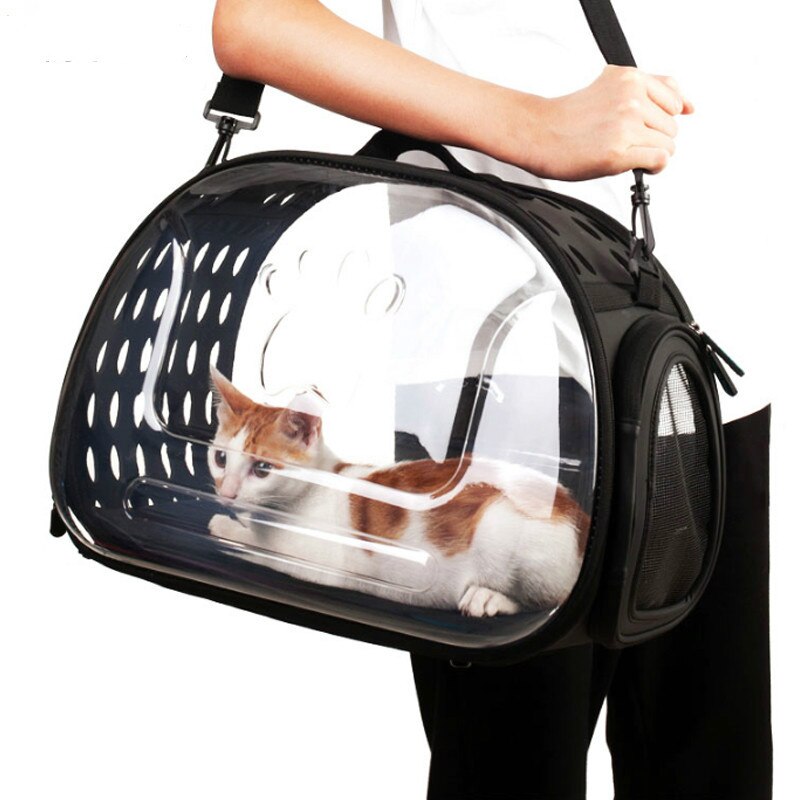 Transportín plegable transparente para gatos, bolsa de viaje para perros pequeños al aire libre, cachorros y gatos, caja de transporte Visible transparente S/L