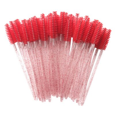 50 Stks/pak Crystal Wimper Make-Up Kwasten Nylon Handvat Mascara Wands Wegwerp Wimper Wenkbrauw Extensions Tools Goede Set: 19