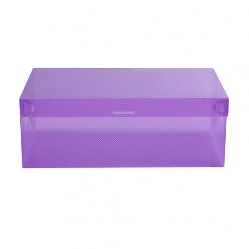 Transparent Dust-proof Stackable Drawer Shoes Storage Box Container Organizer Space Saving Plastic Drawers Shoe Boxes: Purple 