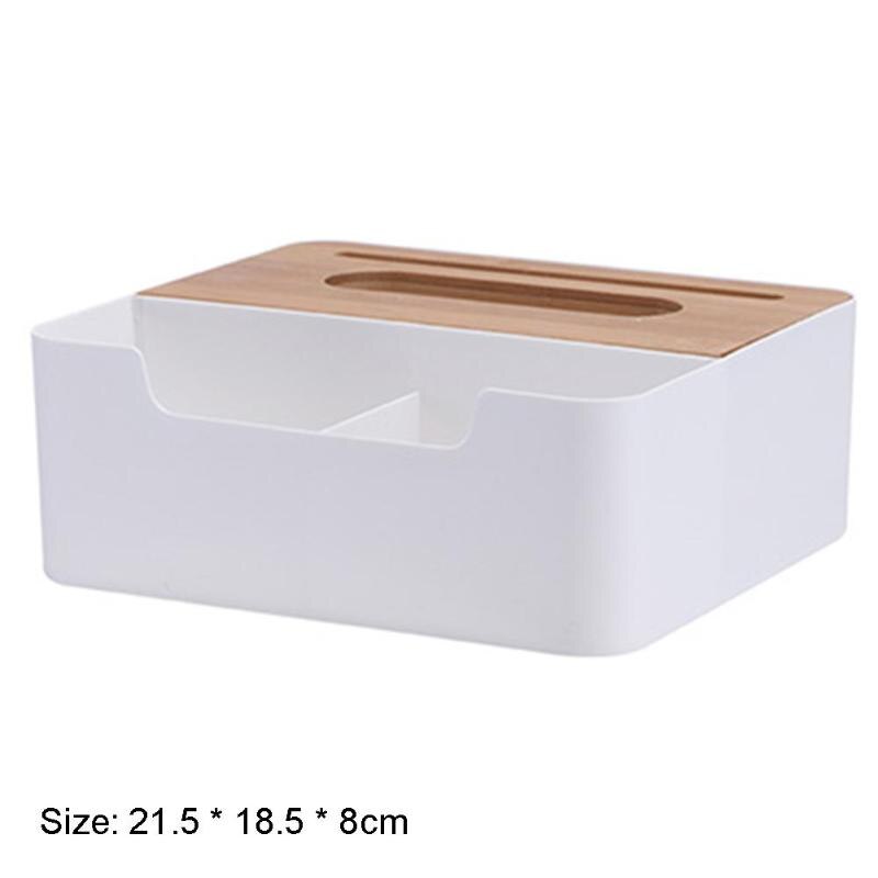 Plast firkantet tissuekasse multifunktionel telefonhylde fugtighedsbestandigt træovertræk køkkenopbevaringsetui: B