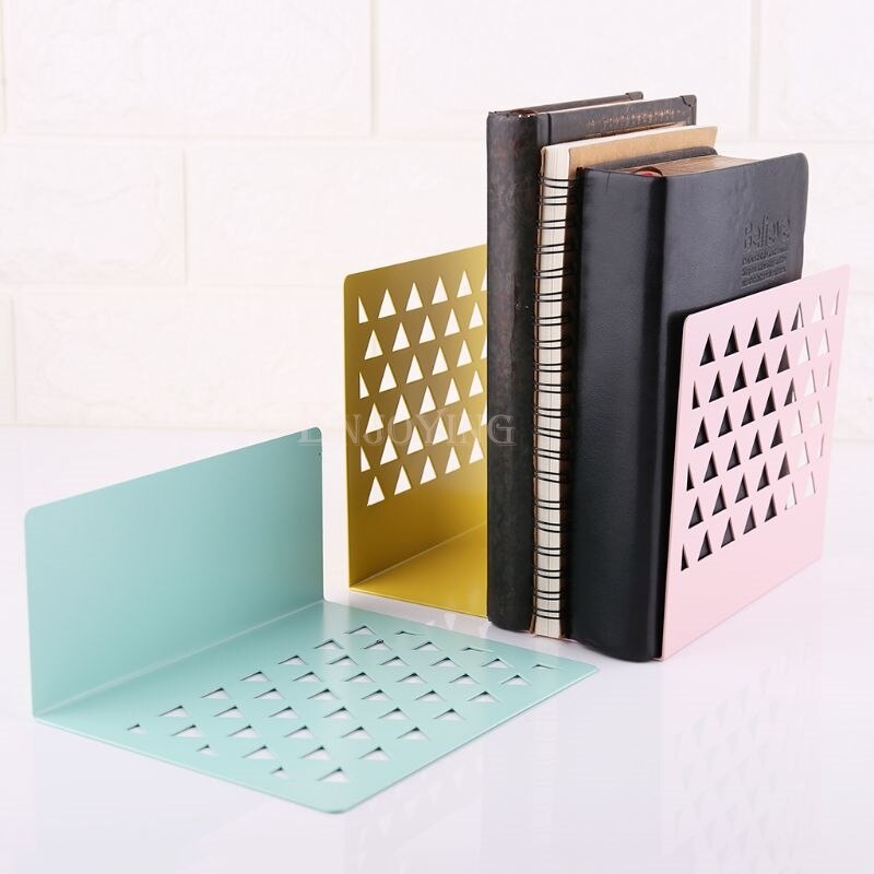 Metal Hollow Desktop Organizer Boekensteunen Boek Eindigt Ondersteuning Standhouder Plank Boekenrek Thuis Kantoorbenodigdheden