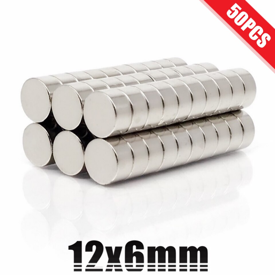 100pcsN35round magnet12x1 12x1.5 12x2 12x3 12x4 12x5 12x5 12x6permanent neodymium magnet ndfeb super strong powerful magnets12X1: 12x6(50Pcs)