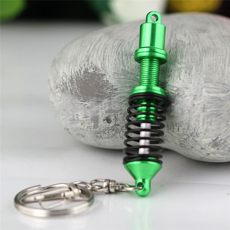 Amortiguador ajustable de , llavero de Metal con resorte, amortiguador de pieza de coche, de aleación: green