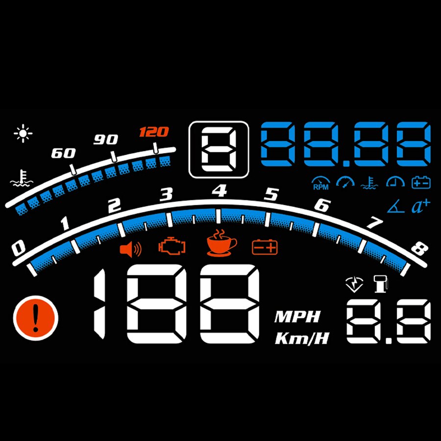 Auto Head Up Display Auto Obdii Eobd 5.5 "Voorruit Projector Hud Display Shift Herinnering Water Temp Rpm Km/H Mph Brandstofverbruik