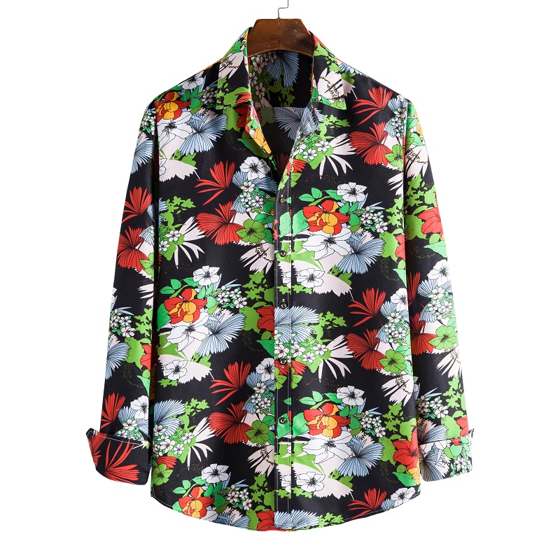 Camisas Florales De Manga Larga De Otoño De Para Hombres Camisas Estampadas Con Flores De Corte Delgado Para Hombres cami