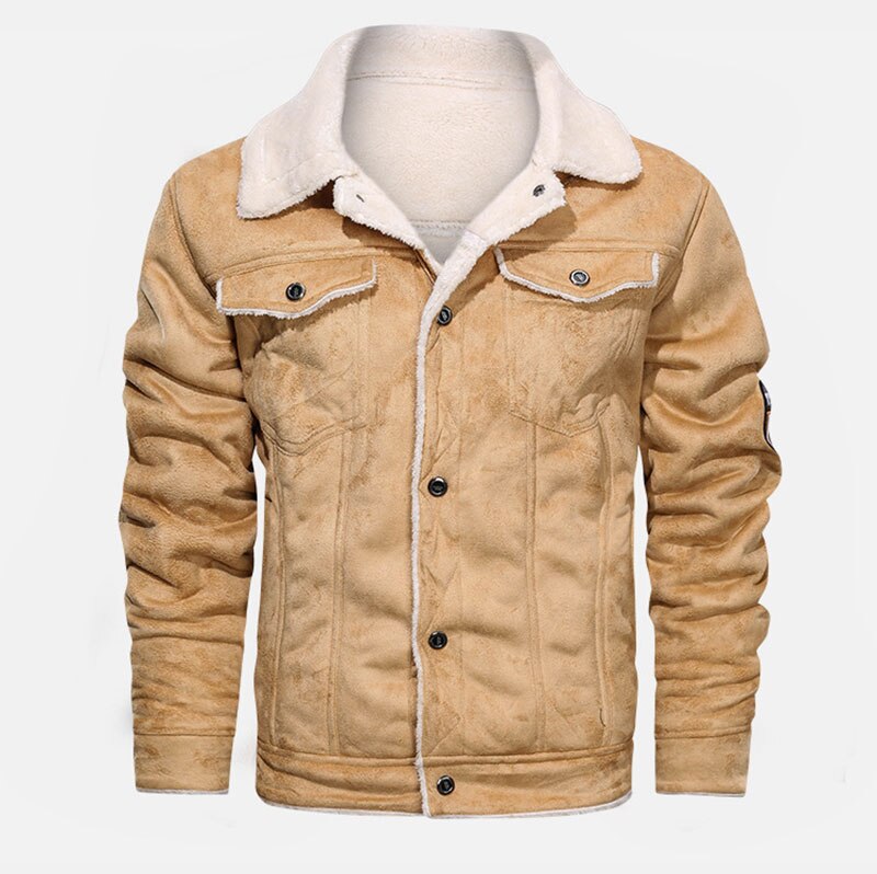 Höst- och vinterslag stor #39 casual motorcykel lösa skinnjackor: Kaki / Xxxl