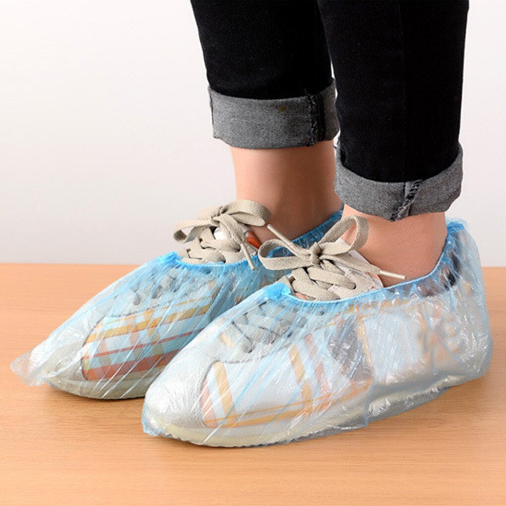 Chaussures de démarrage jetables couvre intérieur protéger maison sols extérieur résistant à l'eau couverture bleu imperméable chaussures couvre 100/200 pièces