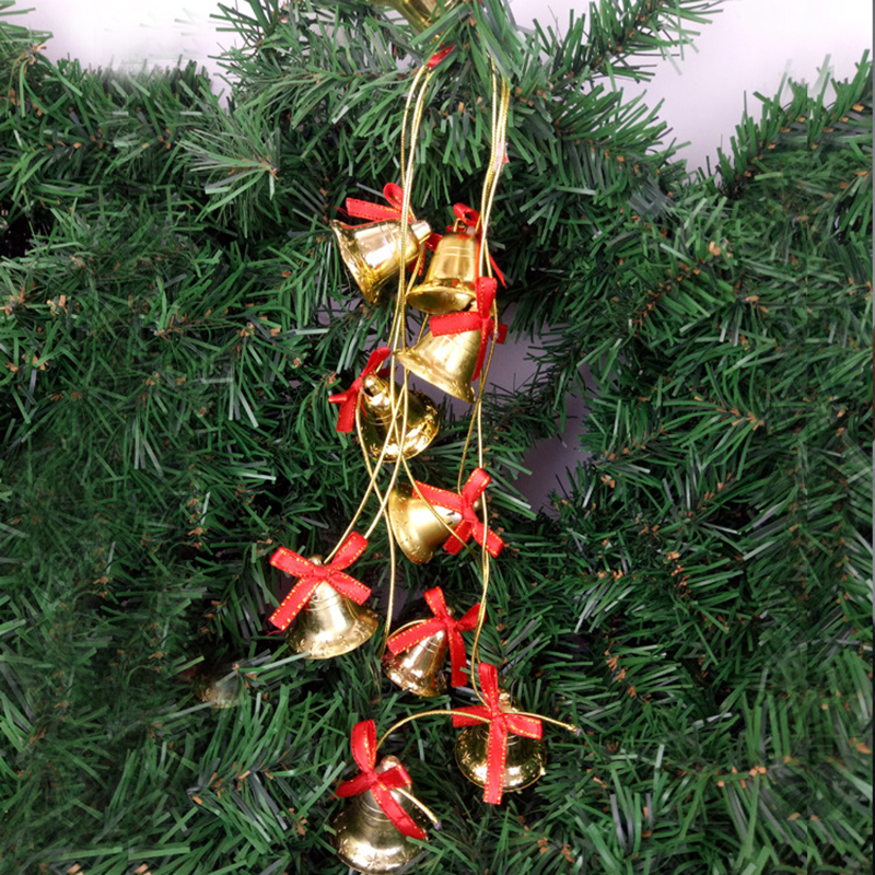 1.5M Kerst Decoratie Bel 4CM Tien Golden Bells Lange Strings Hanger Boog Party Home Bar Kerstboom Muur klok Charm