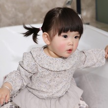 Nette Mädchen Bluse Hülse Blume Kragen Bluse Neue Puff Spitzen Baby Feste Mädchen Mädchen Kleidung