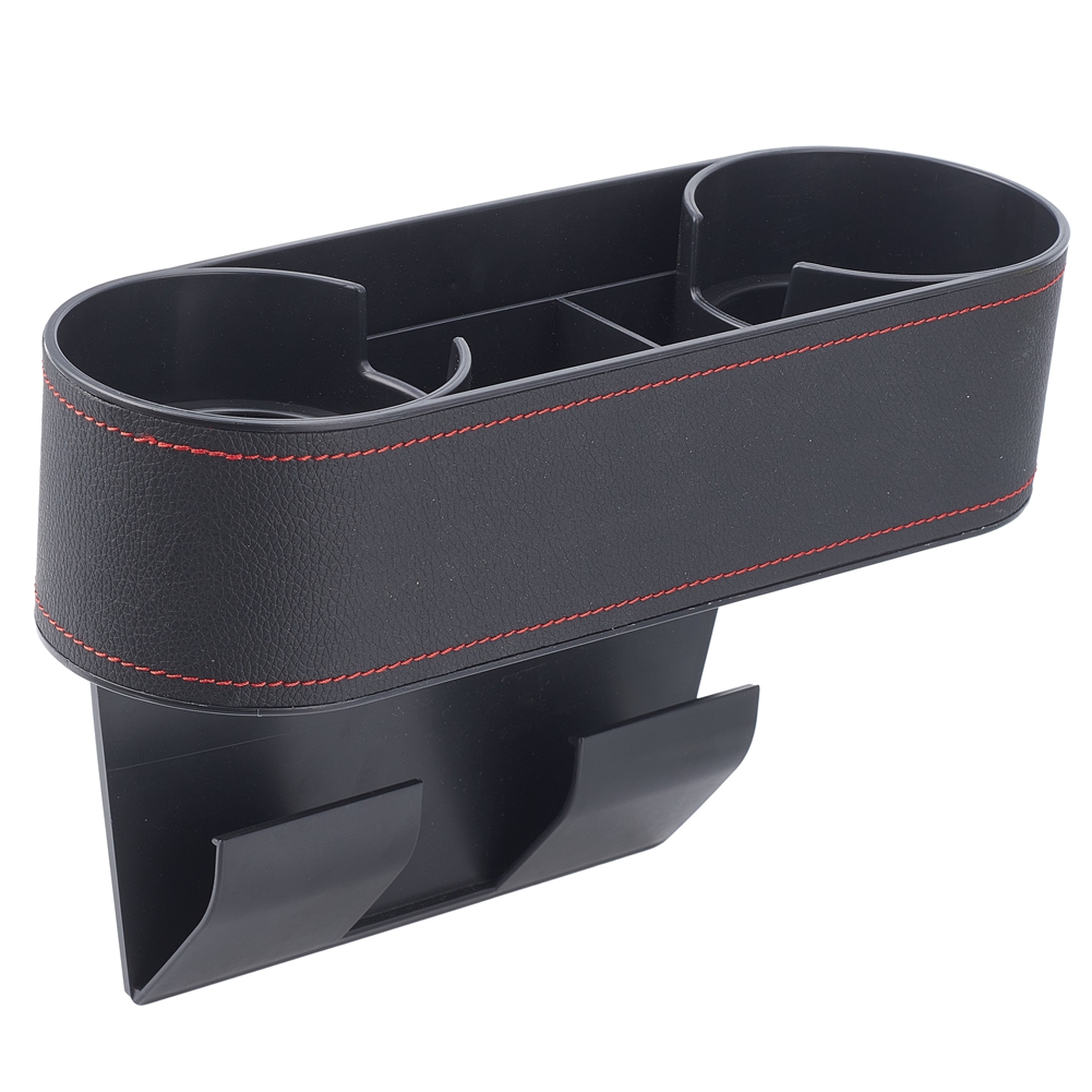 Pu Lederen Opbergdoos Autostoel Spleet Kloof Filler Koffie Cup Bidon Holder Tidy Organizer Case Auto Accessoires Bling verblinden: Black red stitch