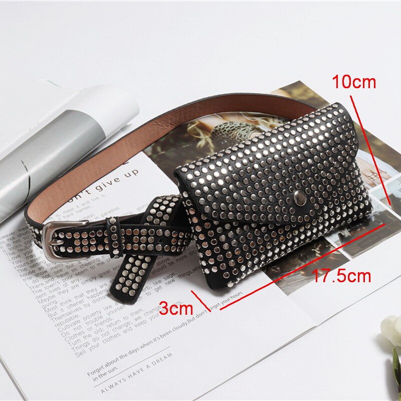 Rivet Luxury Fanny Pack Small Women Waist Bag Phone Pouch Punk Belt Bag Ladies Party Purse Evening Day Clutches