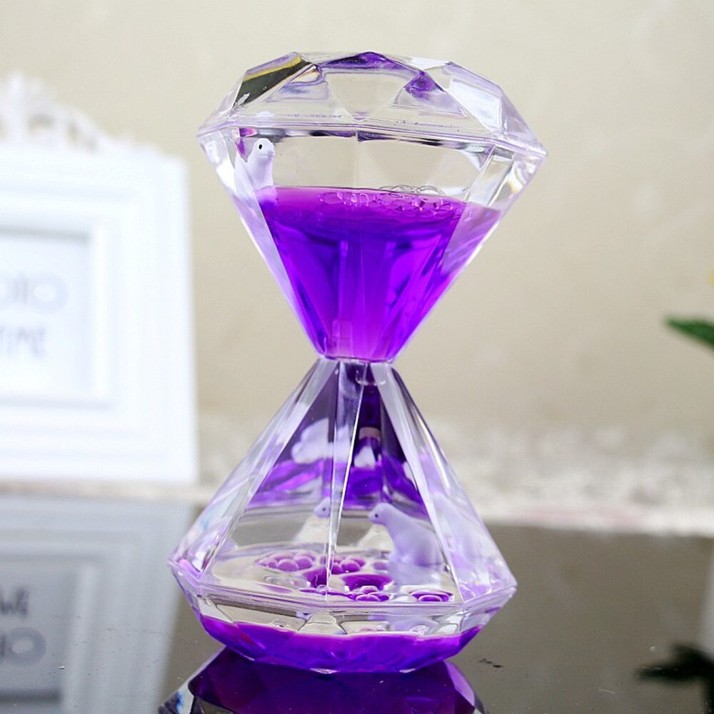 Sablier décoratif en plastique, diamant, fuite d&#39;huile, pingouin dans la vie Marine, poisson mignon, animaux de l&#39;océan, ornements de bureau, promotionnel: Purple