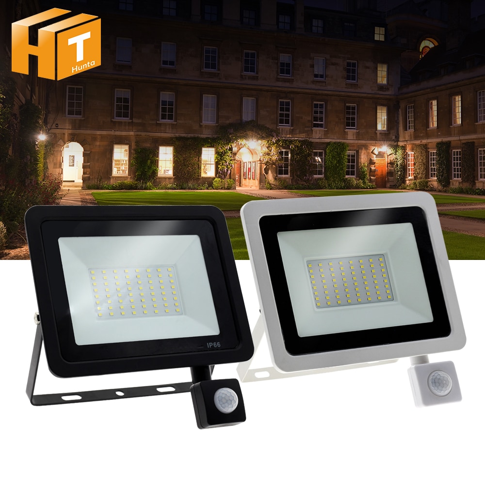 Led projektør pir bevægelsessensor led projektør lys  ip66 vandtæt spotlight væg udendørs belysning hvid varm hvid