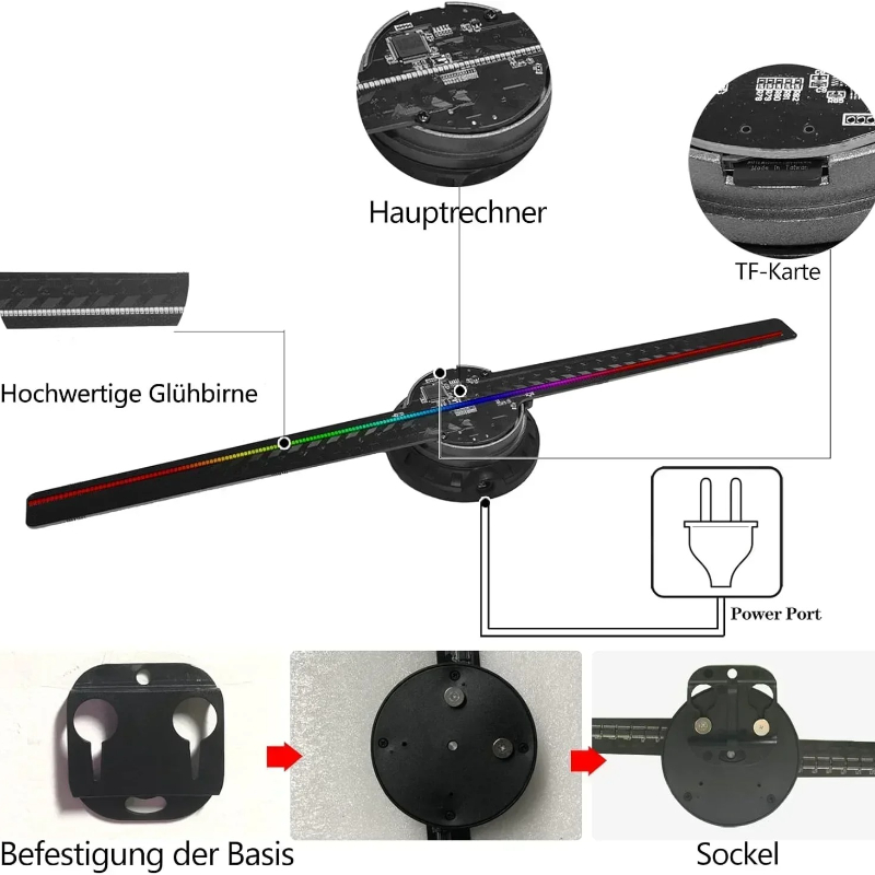 3D Hologram Fan 42CM 3D Holografische Projector Reclame Display Licht HD Holografische Projector voor Winkels Bars Party Xmas